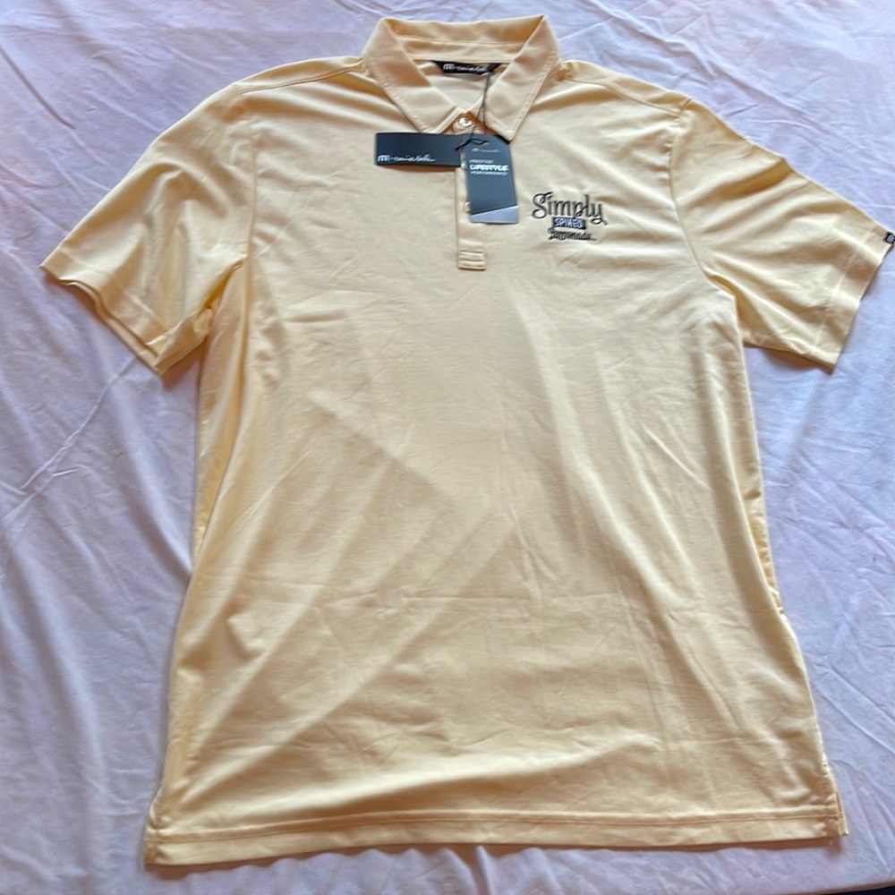 NEW Travis Mathew Performance Lifestyle Yellow Dress Polo Golf Shirt XL Tags